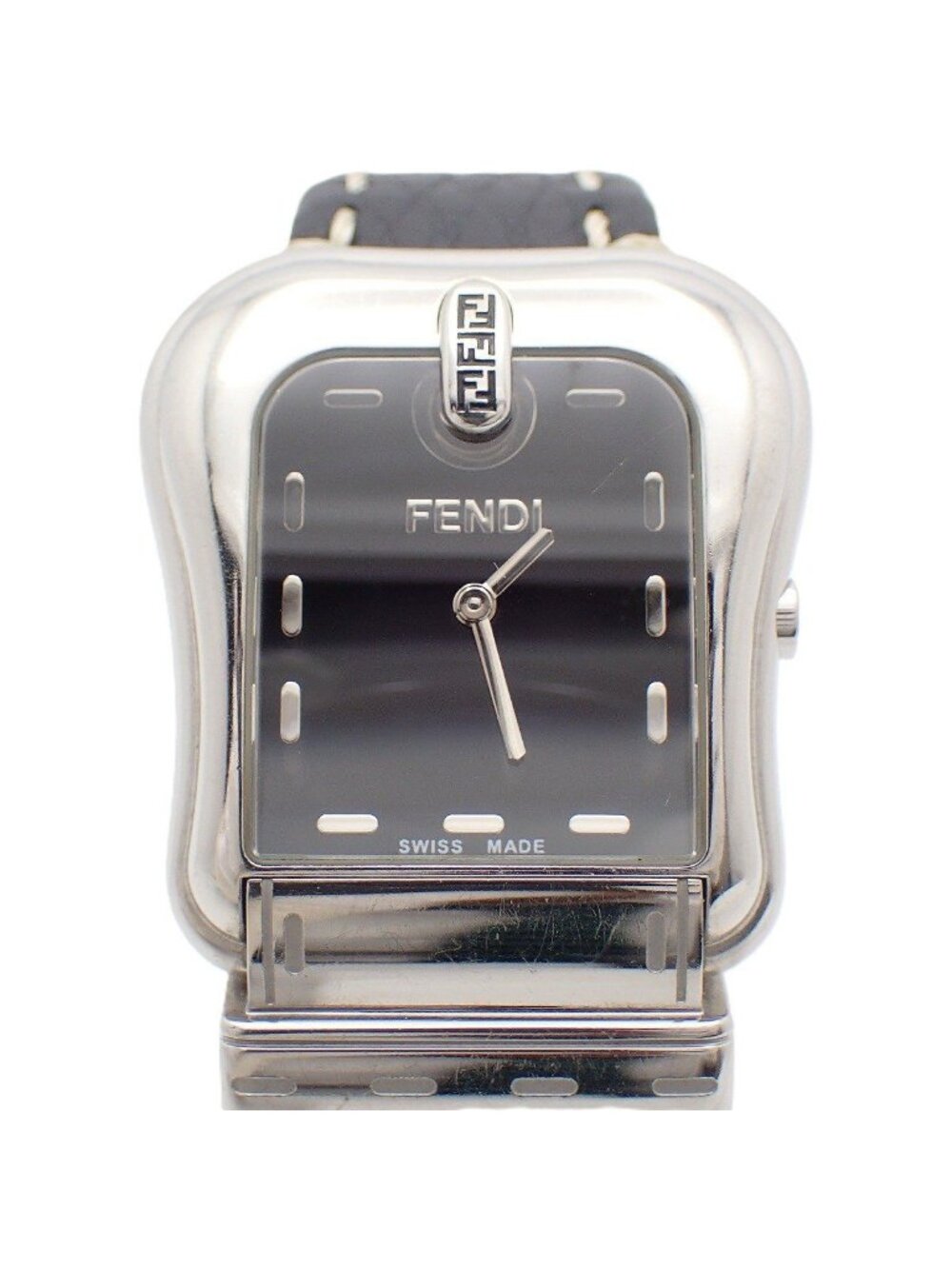 Fendi Quartz Boys' Watch Black Dial Leather Strap